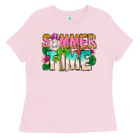 Bubblegum Pink Summer Time Ladies Tee - CowhideDigitalArt