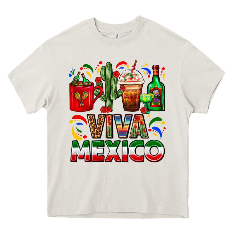 Viva Mexico Coffee Cups With Cactus And Tequila Heavy Core Tee by FaDigitalArtStudio | Teevron