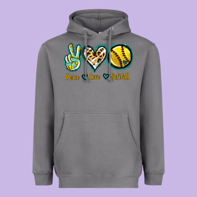 Peace Love Softball Heavyweight Hoodie Designed By Jasminsmagicworld