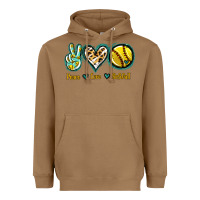 Toasted Coconut Peace Love Softball Heavyweight Hoodie - Jasminsmagicworld
