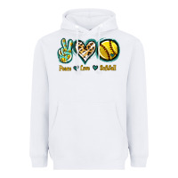 White Peace Love Softball Heavyweight Hoodie - Jasminsmagicworld