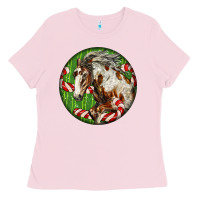 Bubblegum Pink Horse Christmas Ladies Tee - LillyAllenDesigns