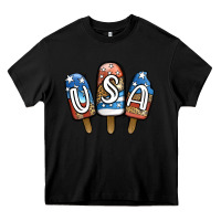 Black USA Patriotic Leopard Popsicles Heavy Core Tee - Jasminsmagicworld