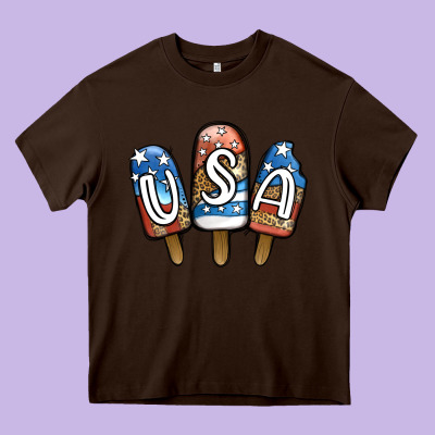 Usa Patriotic Leopard Popsicles Heavy Core Tee Designed By Jasminsmagicworld