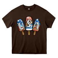 Chocolate Brown USA Patriotic Leopard Popsicles Heavy Core Tee - Jasminsmagicworld