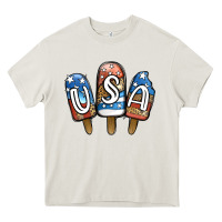 Cream USA Patriotic Leopard Popsicles Heavy Core Tee - Jasminsmagicworld