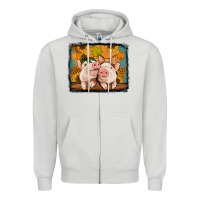 Dove Grey fall pigs Zipper Hoodie - Jasminsmagicworld