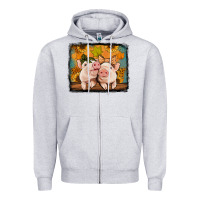 Heather Grey fall pigs Zipper Hoodie - Jasminsmagicworld