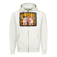 Oatmeal Heather fall pigs Zipper Hoodie - Jasminsmagicworld