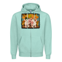 Seafoam fall pigs Zipper Hoodie - Jasminsmagicworld