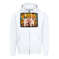 White fall pigs Zipper Hoodie - Jasminsmagicworld