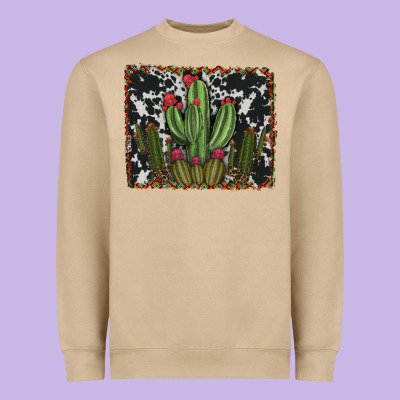Aztec Cowhide Cacti Heavyweight Sweatshirt Designed By Ranaportraitstore