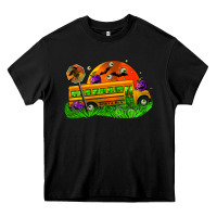 Black Halloween School Bus Heavy Core Tee - FaDigitalArtStudio