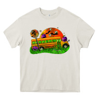 Cream Halloween School Bus Heavy Core Tee - FaDigitalArtStudio