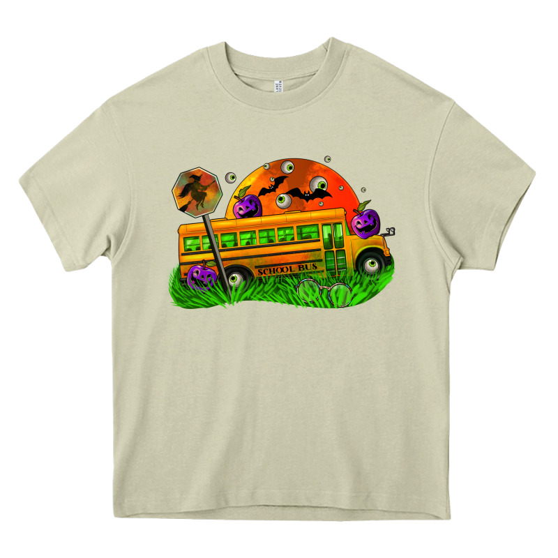 Halloween School Bus Heavy Core Tee by FaDigitalArtStudio | Teevron