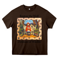 Chocolate Brown restore the wolf defenders of wildlife Heavy Core Tee - linhVisuals