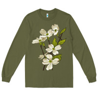 Army Green American Dogwood Flower Illustrations Long Sleeve Tee - LillyAllenDesigns