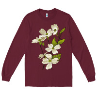 Burgundy American Dogwood Flower Illustrations Long Sleeve Tee - LillyAllenDesigns