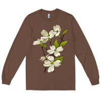 Chestnut American Dogwood Flower Illustrations Long Sleeve Tee - LillyAllenDesigns