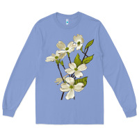 Colony Blue American Dogwood Flower Illustrations Long Sleeve Tee - LillyAllenDesigns