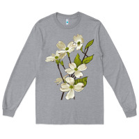 Heather Grey American Dogwood Flower Illustrations Long Sleeve Tee - LillyAllenDesigns