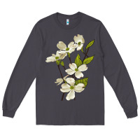 Smoke American Dogwood Flower Illustrations Long Sleeve Tee - LillyAllenDesigns