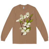 Toasted Coconut American Dogwood Flower Illustrations Long Sleeve Tee - LillyAllenDesigns