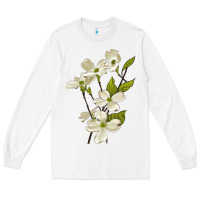 American Dogwood Flower Illustrations Long Sleeve Tee | Teevron
