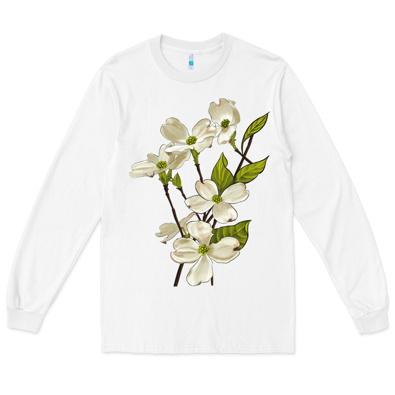 American Dogwood Flower Illustrations Long Sleeve Tee by LillyAllenDesigns | Teevron