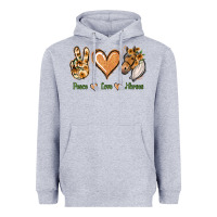Heather Grey Peace Love Horses Heavyweight Hoodie - Jasminsmagicworld