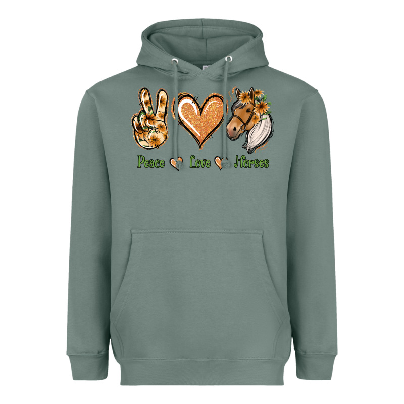Peace Love Horses Heavyweight Hoodie by Jasminsmagicworld | Teevron
