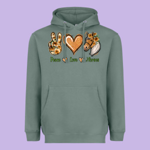 Peace Love Horses Heavyweight Hoodie Designed By Jasminsmagicworld