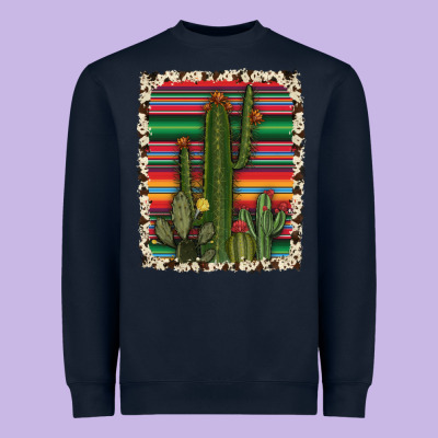 Serape Cowhide Cacti Heavyweight Sweatshirt Designed By Ranaportraitstore