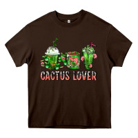 Chocolate Brown Cactus Lover Cactus Coffee Cups Heavy Core Tee - FaDigitalArtStudio