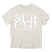 Cream safety first science teacher Heavy Core Tee - linhVisuals