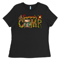 Black Summer Camp Ladies Tee - CowhideDigitalArt