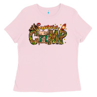 Bubblegum Pink Summer Camp Ladies Tee - CowhideDigitalArt