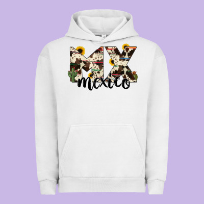 Mexico State Cowhide Serape Cactus Urban Hoodie Designed By Ranaportraitstore