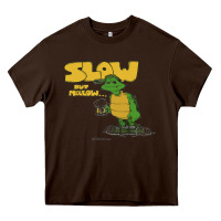 Chocolate Brown slow but mellow crazy Heavy Core Tee - linhVisuals