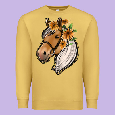 Floral Horse Premium Sweatshirt Designed By Jasminsmagicworld
