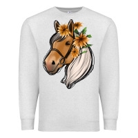 Oatmeal Heather floral horse Premium Sweatshirt - Jasminsmagicworld
