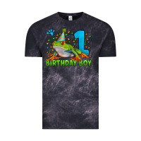 Cloud Black birthday boy frog age 1 Vintage Tee - LillyAllenDesigns