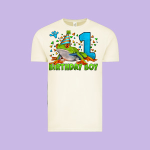 Birthday Boy Frog Age 1 Vintage Tee Designed By Lillyallendesigns