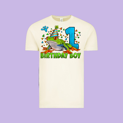 Birthday Boy Frog Age 1 Vintage Tee Designed By Lillyallendesigns