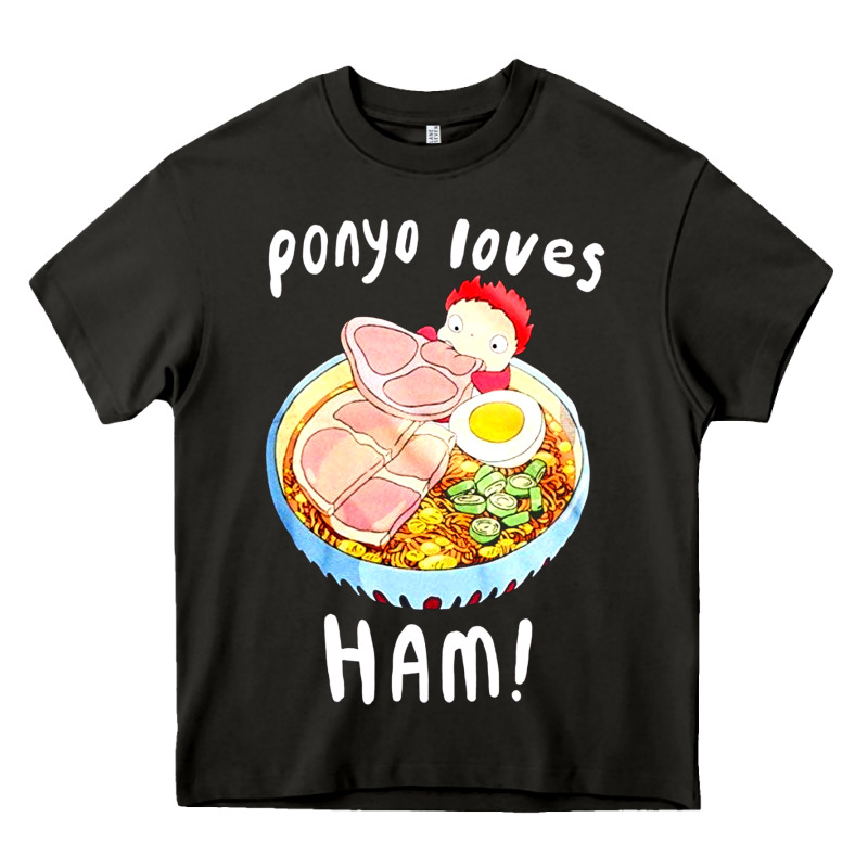 Studio Ghibli Ponyo Loves Ham Heavy Core Tee by linhVisuals | Teevron