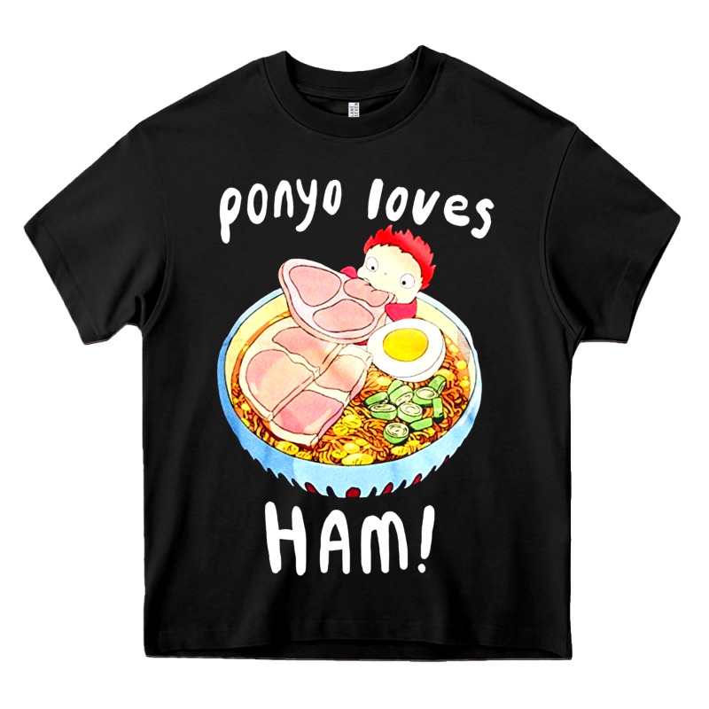 Studio Ghibli Ponyo Loves Ham Heavy Core Tee by linhVisuals | Teevron