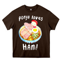 Chocolate Brown studio ghibli ponyo loves ham Heavy Core Tee - linhVisuals