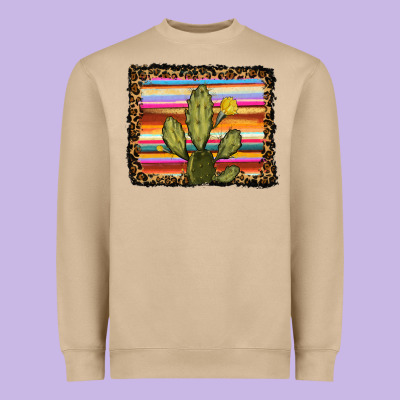 Serape Leopard Cactus Heavyweight Sweatshirt Designed By Ranaportraitstore