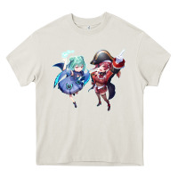Cream Houshou Marine and Uruha Rushia Heavy Core Tee - linhVisuals