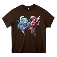 Chocolate Brown Houshou Marine and Uruha Rushia Heavy Core Tee - linhVisuals